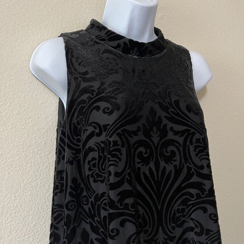 Jessica Howard Black Velvet Burnout Sleeveless Dress SZ 6P